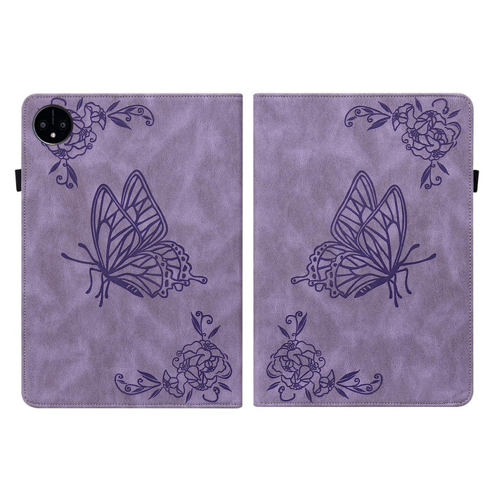 Embossed Leather Tablet Case With Butterfly Flower Design