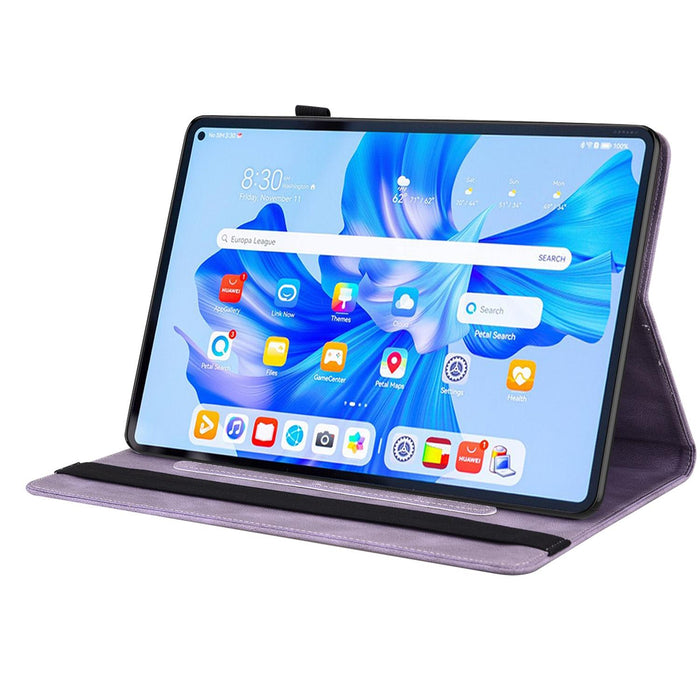 Embossed Leather Tablet Case With Butterfly Flower Design