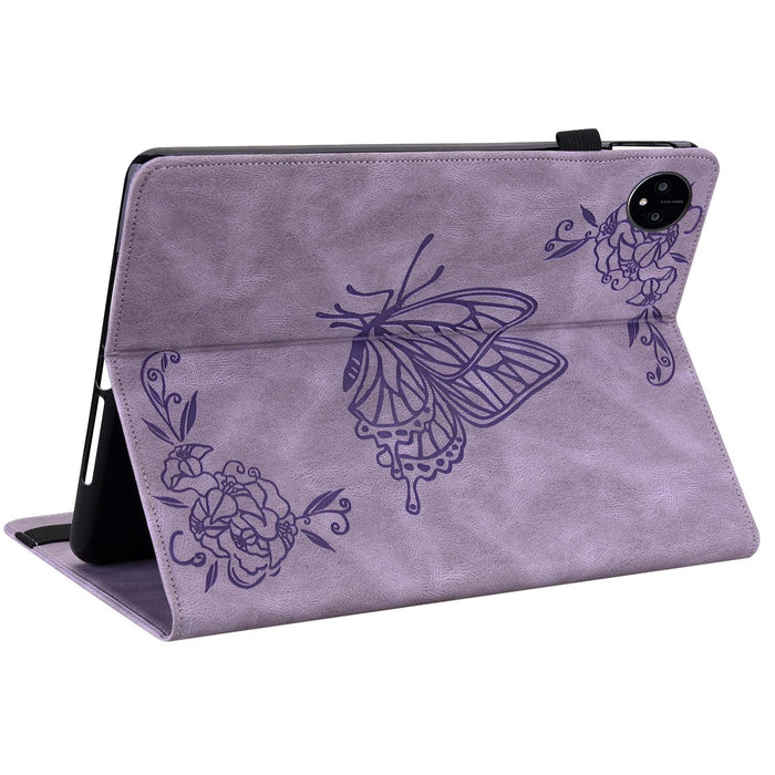 Embossed Leather Tablet Case With Butterfly Flower Design