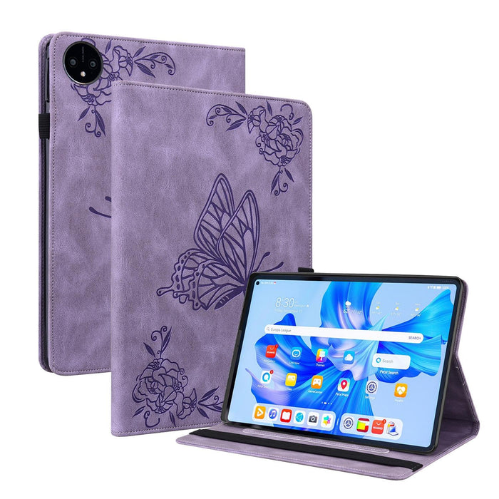 Embossed Leather Tablet Case With Butterfly Flower Design
