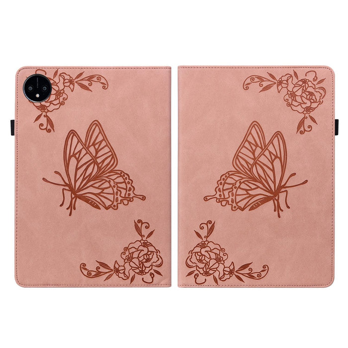 Embossed Leather Tablet Case With Butterfly Flower Design