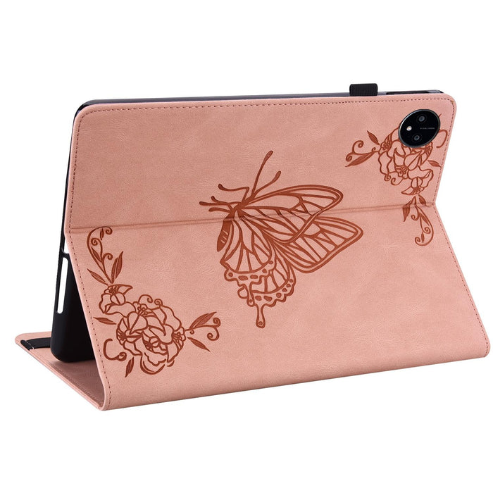 Embossed Leather Tablet Case With Butterfly Flower Design