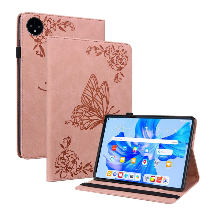 Embossed Leather Tablet Case With Butterfly Flower Design