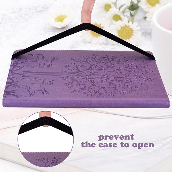 Embossed Leather Tablet Case With Tree & Deer Pattern