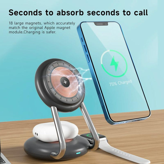 15W 3 In 1 Transparent Magnetic Wireless Charger
