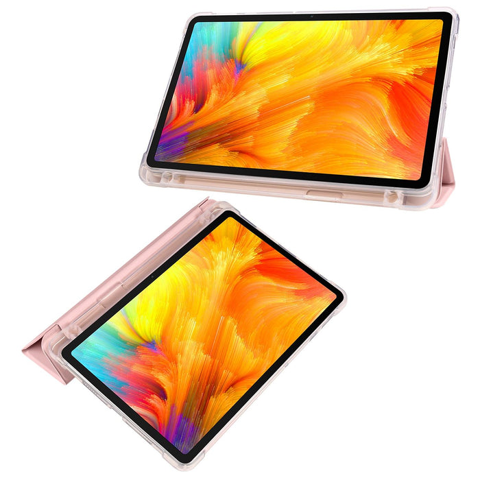 3-Fold Transparent Tpu Tablet Case With Pen Slot