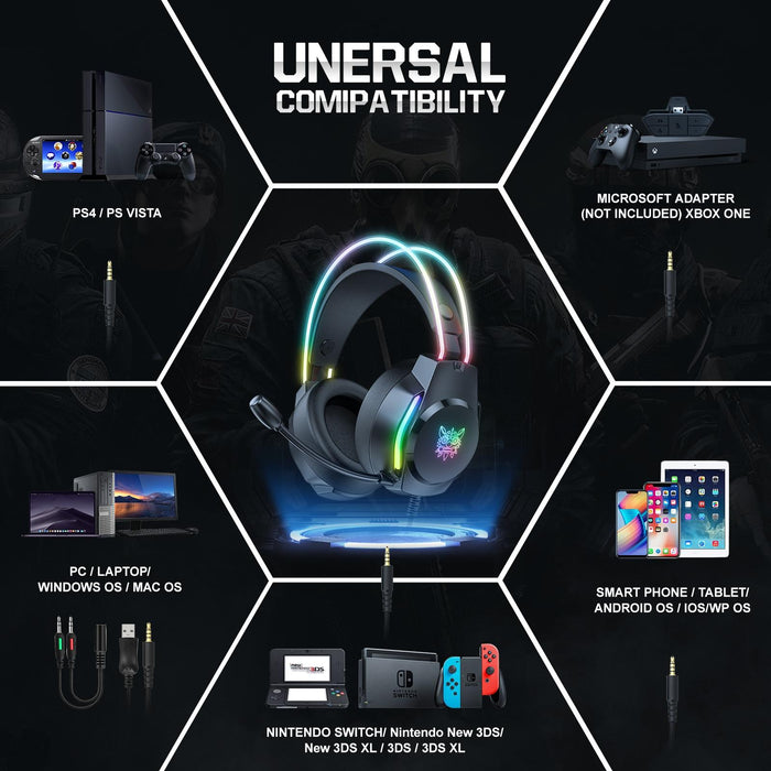 Rgb Wired Gaming Headset With Usb+3.5Mm