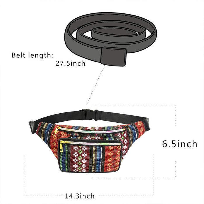Boho Ethnic Style Waist Bag 34 X 15Cm