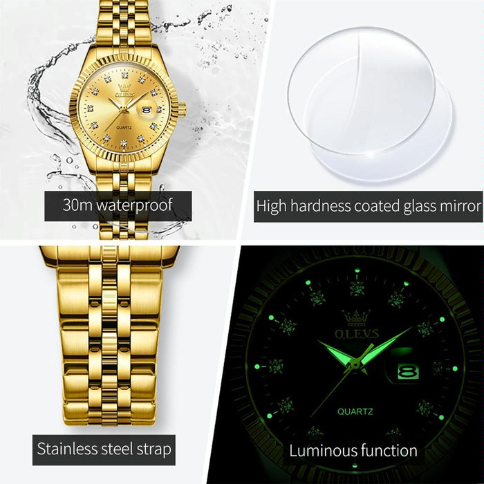 5526 Women Diamond Set Luminous Waterproof Quartz Watch