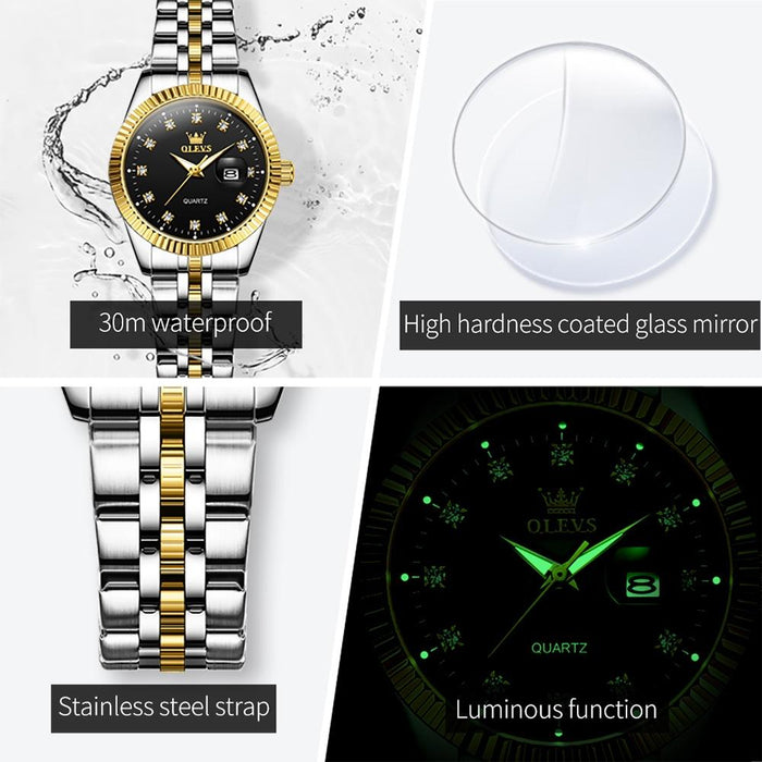 5526 Women Diamond Set Luminous Waterproof Quartz Watch