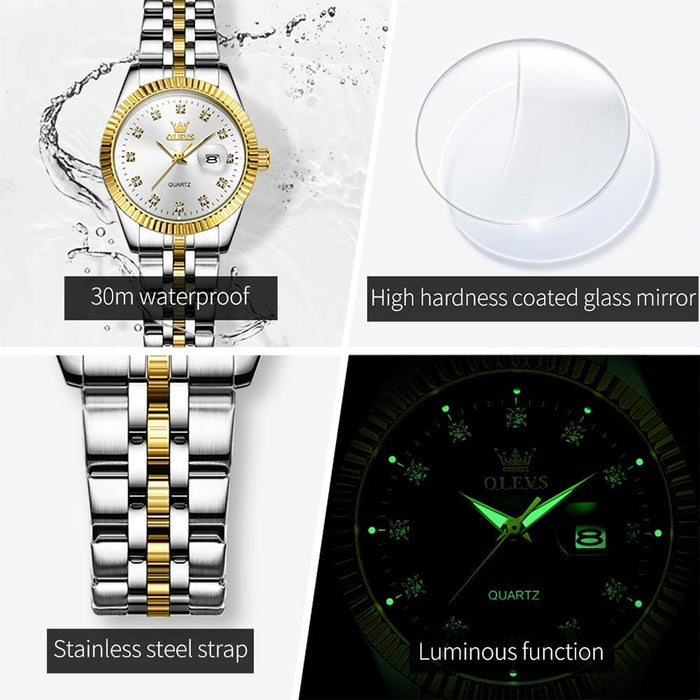 5526 Women Diamond Set Luminous Waterproof Quartz Watch