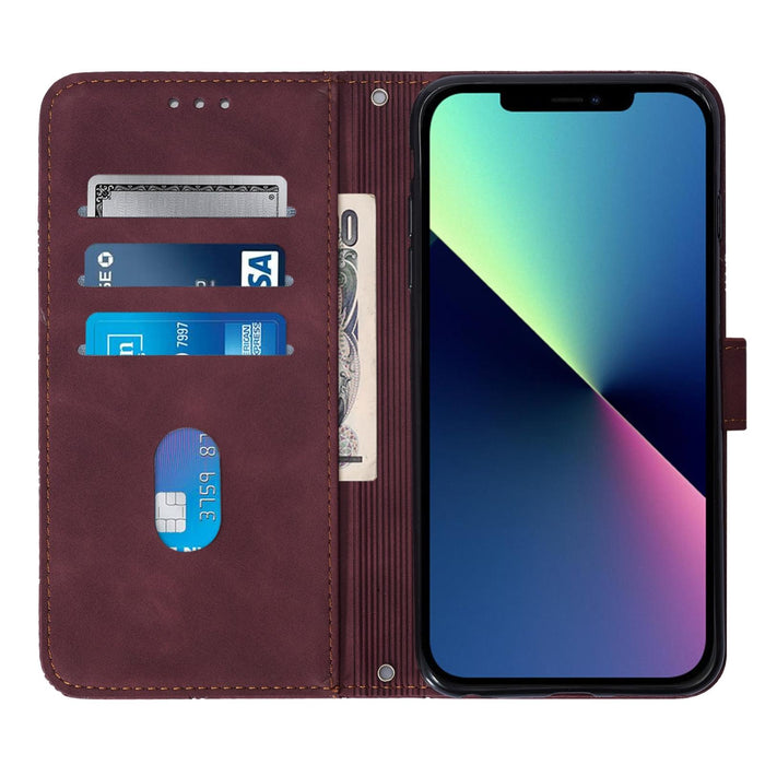 Embossed Leather Flip Phone Case