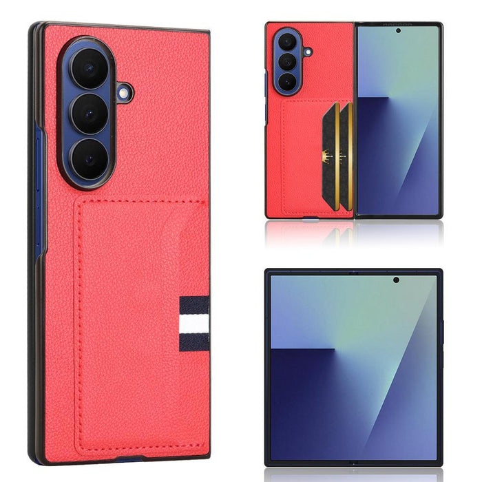 For Samsung Galaxy Z Fold7 5G Litchi Texture Card Slot Phone Case