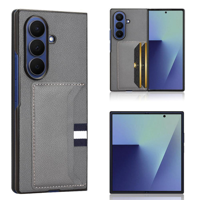 For Samsung Galaxy Z Fold7 5G Litchi Texture Card Slot Phone Case