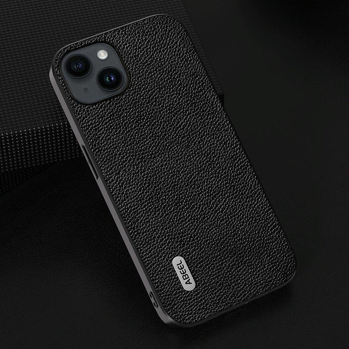 Black Leather Mino Phone Case With Edge Detail
