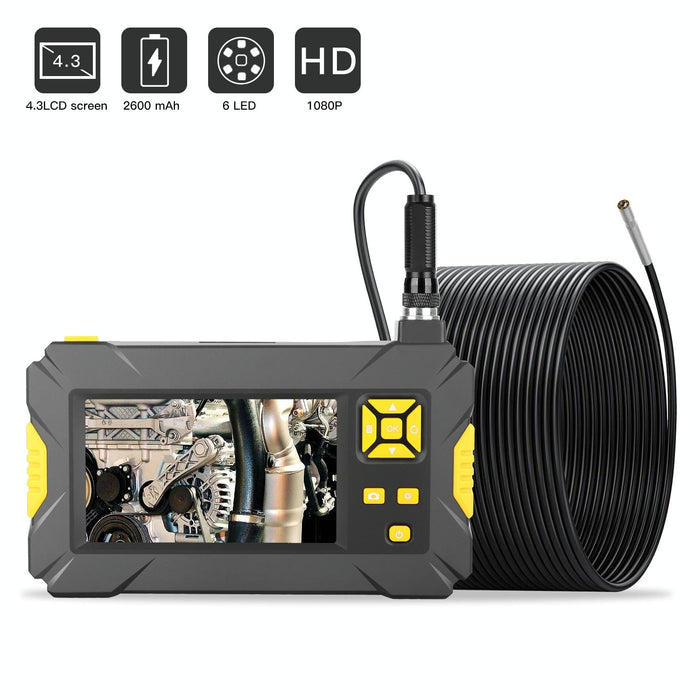 3.9Mm 1080P Iwaterproof 4.3 Inch Screen Single Camera Digital Endoscope Length 5M Hard Cable Black