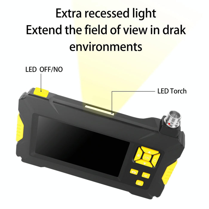 3.9Mm 1080P Iwaterproof 4.3 Inch Screen Single Camera Digital Endoscope Length 10M Hard Cable Black