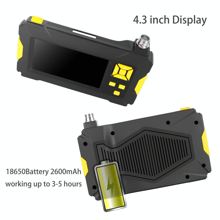 3.9Mm 1080P Iwaterproof 4.3 Inch Screen Single Camera Digital Endoscope Length 10M Hard Cable Black