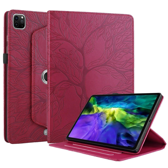 Tree Life Embossed Rotation Leather Smart Tablet Case for iPad Pro 12.9 2022 / 2021 / 2020