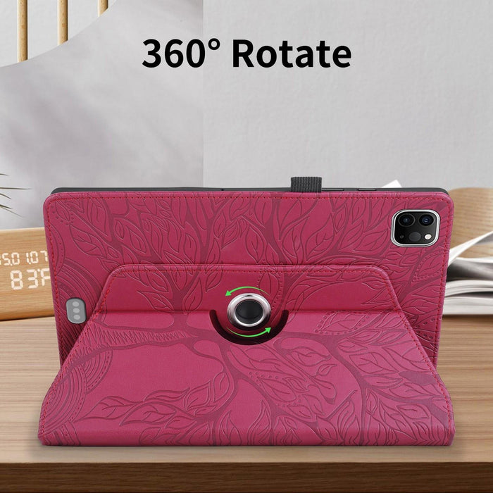 Tree Life Embossed Rotation Leather Smart Tablet Case for iPad Pro 12.9 2022 / 2021 / 2020