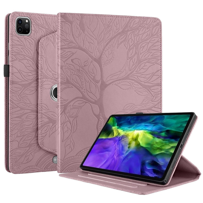 Tree Life Embossed Rotation Leather Smart Tablet Case for iPad Pro 12.9 2022 / 2021 / 2020