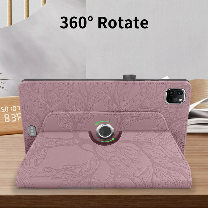 Tree Life Embossed Rotation Leather Smart Tablet Case for iPad Pro 12.9 2022 / 2021 / 2020