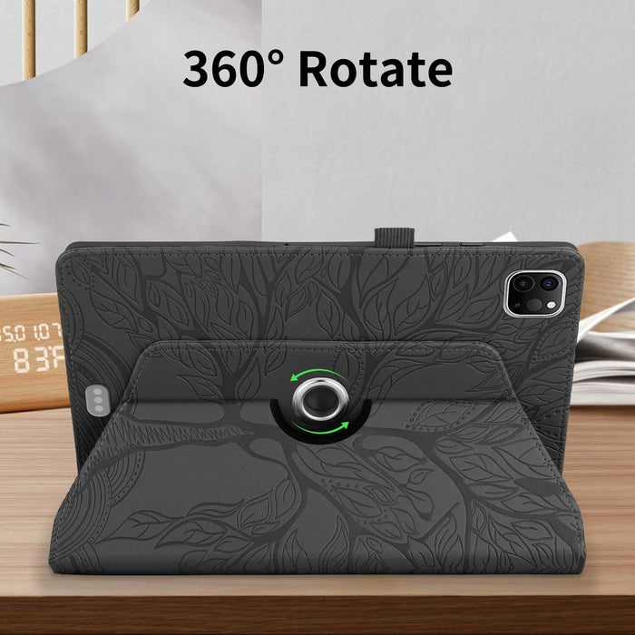 Tree Life Embossed Rotation Leather Smart Tablet Case for iPad Pro 12.9 2022 / 2021 / 2020