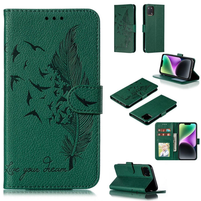 Litchi Texture Feather Pattern Leather Phone Case