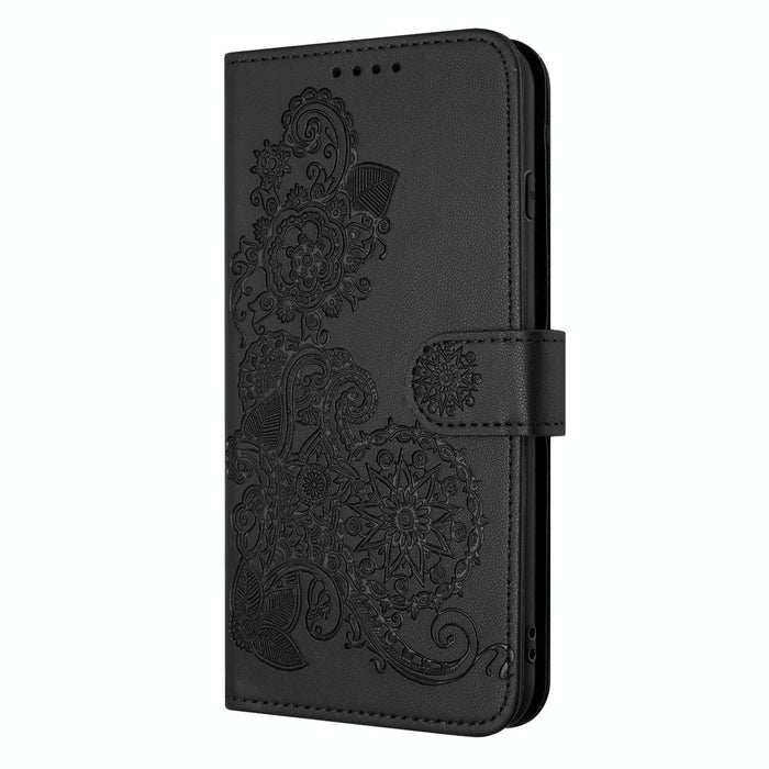 Embossed Datura Flower Leather Flip Case