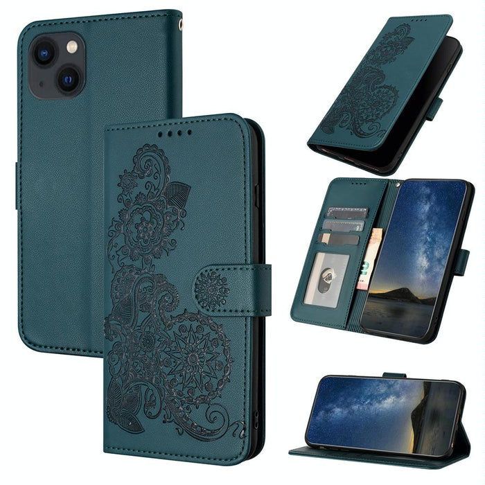 Embossed Datura Flower Leather Flip Case