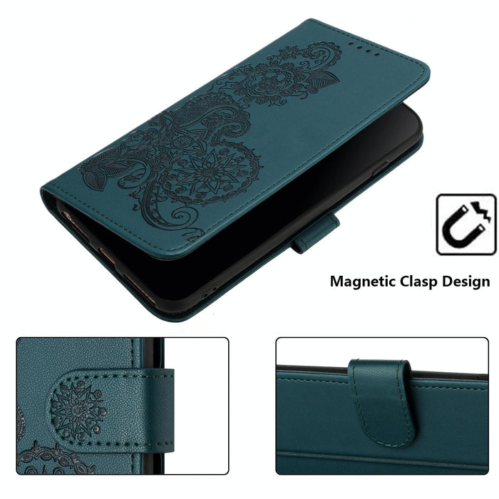 Embossed Datura Flower Leather Flip Case