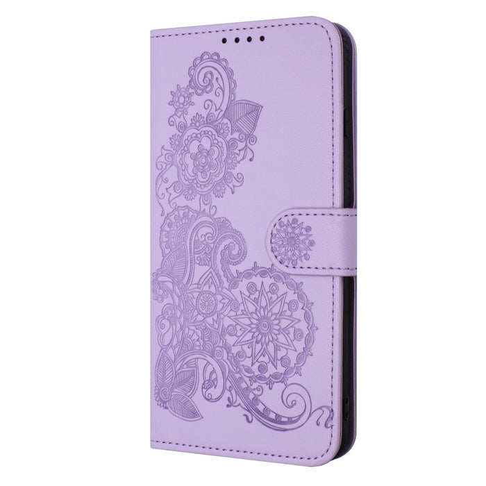 Embossed Datura Flower Leather Flip Case