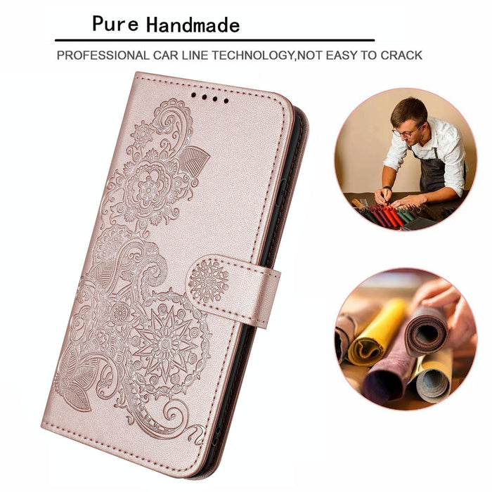 Embossed Datura Flower Leather Flip Case