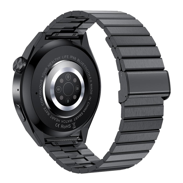 1.60 Inch Black Dial Bamboo Steel Band Ip68 Waterproof Smart Watch Support Bluetooth Call Black