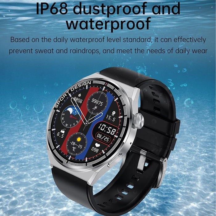 1.60 Inch Black Dial Bamboo Steel Band Ip68 Waterproof Smart Watch Support Bluetooth Call Black