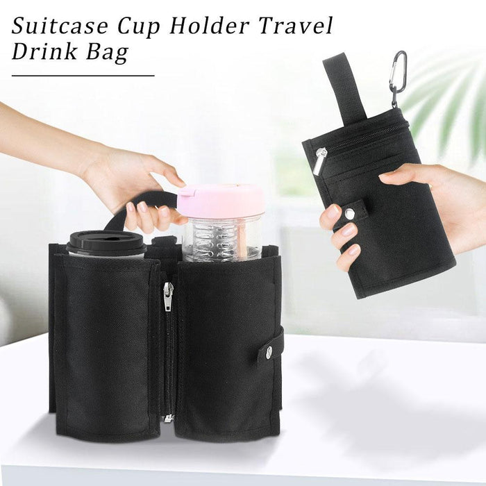 Travel Suitcase Portable Folding Storage Portable Cup Holder Black