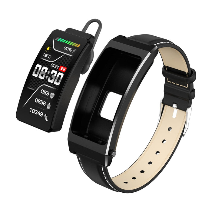 Tft Smart Bracelet Bt Call Health Monitoring Leather Strap