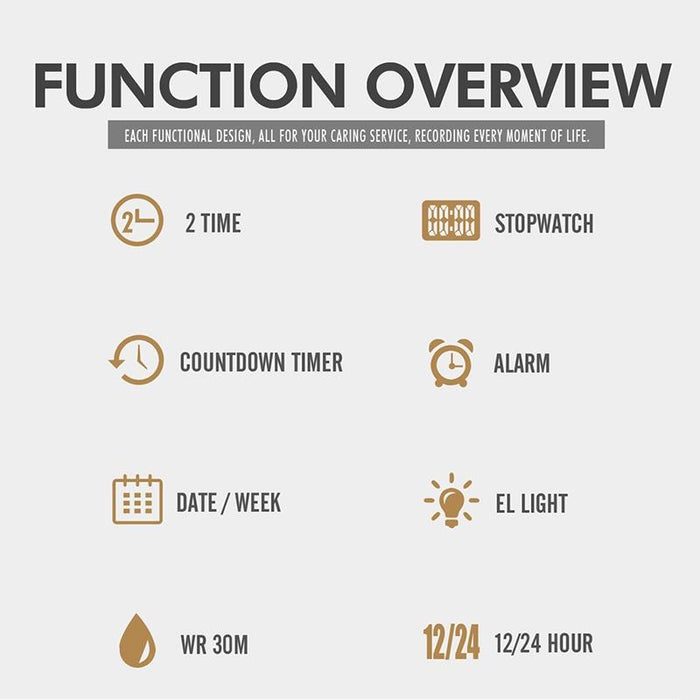 1882 Multifunctional Men 30M Waterproof Luminous Stainless Steel Digital Wrist Watch