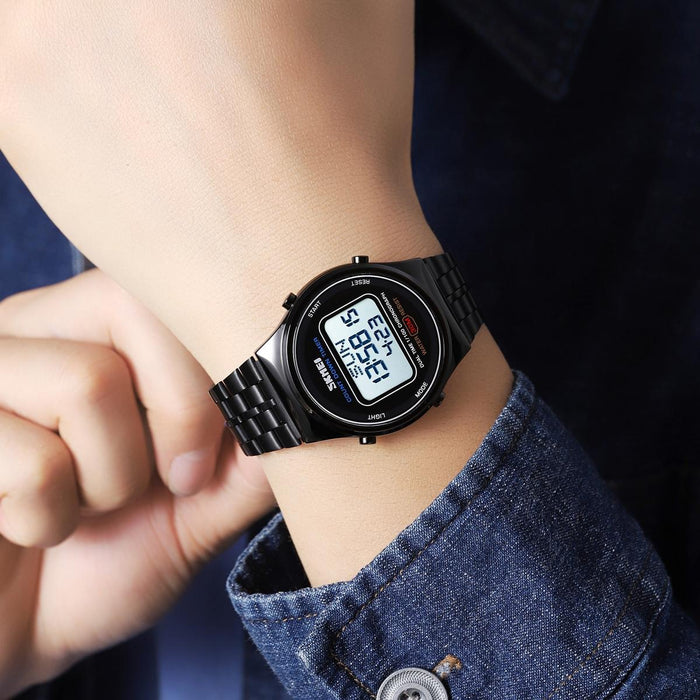 1882 Multifunctional Men 30M Waterproof Luminous Stainless Steel Digital Wrist Watch