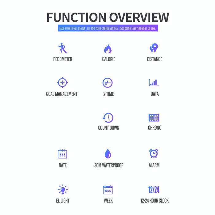 1888 Multifunctional Men 30M Waterproof Sports Stainless Steel Digital Wrist Watch