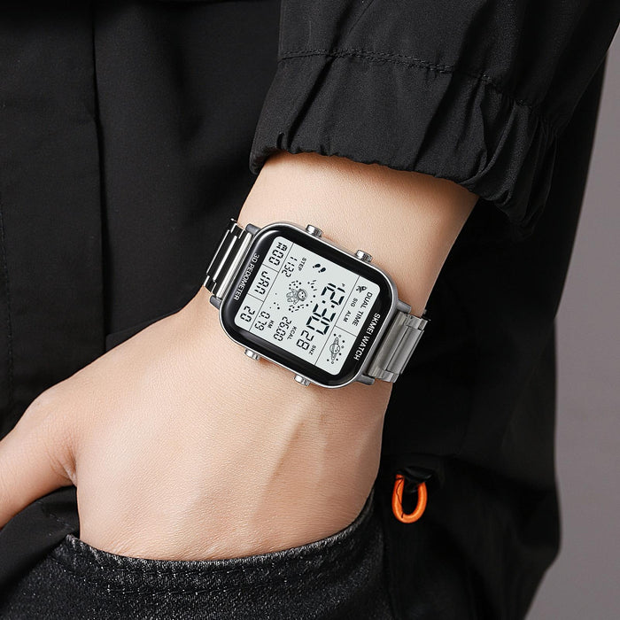 1888 Multifunctional Men 30M Waterproof Sports Stainless Steel Digital Wrist Watch
