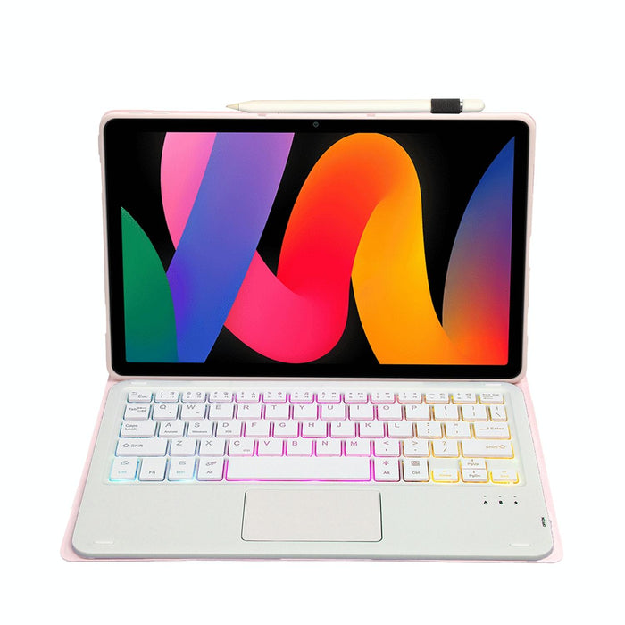 For Xiaomi Redmi Pad Se 11 Inch Lambskin Texture Ultra-Thin Detachable Backlight Bluetooth Keyboard Leather Case With Touchpad