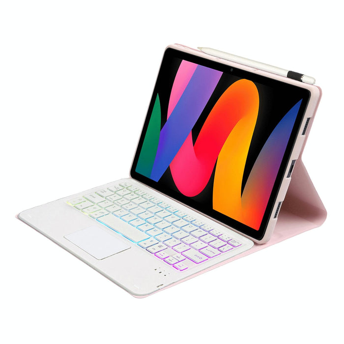 For Xiaomi Redmi Pad Se 11 Inch Lambskin Texture Ultra-Thin Detachable Backlight Bluetooth Keyboard Leather Case With Touchpad