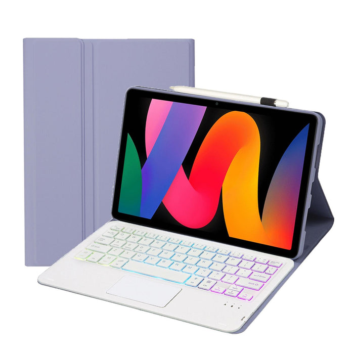 For Xiaomi Redmi Pad Se 11 Inch Lambskin Texture Ultra-Thin Detachable Backlight Bluetooth Keyboard Leather Case With Touchpad