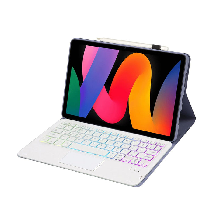 For Xiaomi Redmi Pad Se 11 Inch Lambskin Texture Ultra-Thin Detachable Backlight Bluetooth Keyboard Leather Case With Touchpad