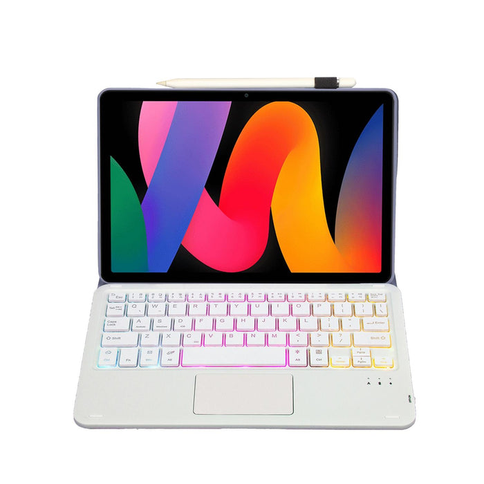 For Xiaomi Redmi Pad Se 11 Inch Lambskin Texture Ultra-Thin Detachable Backlight Bluetooth Keyboard Leather Case With Touchpad