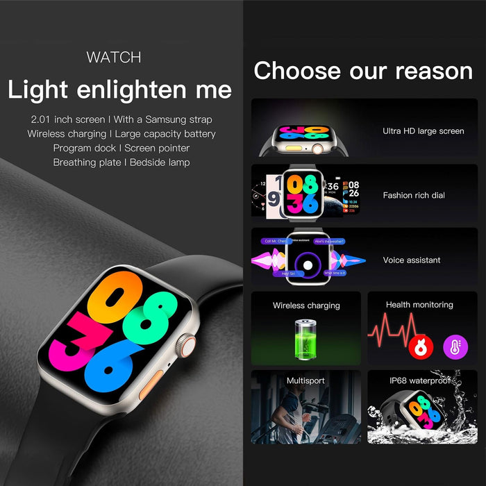 2.01 Inch Waterproof Smart Watch Bt Call / Heart Rate / Blood Pressure / Blood Oxygen