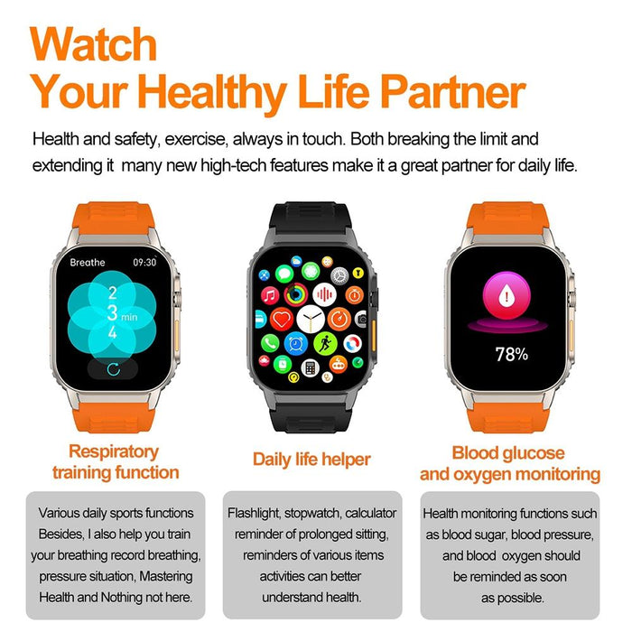 2.01 Inch Waterproof Smart Watch With Bluetooth Call & Health Tracking