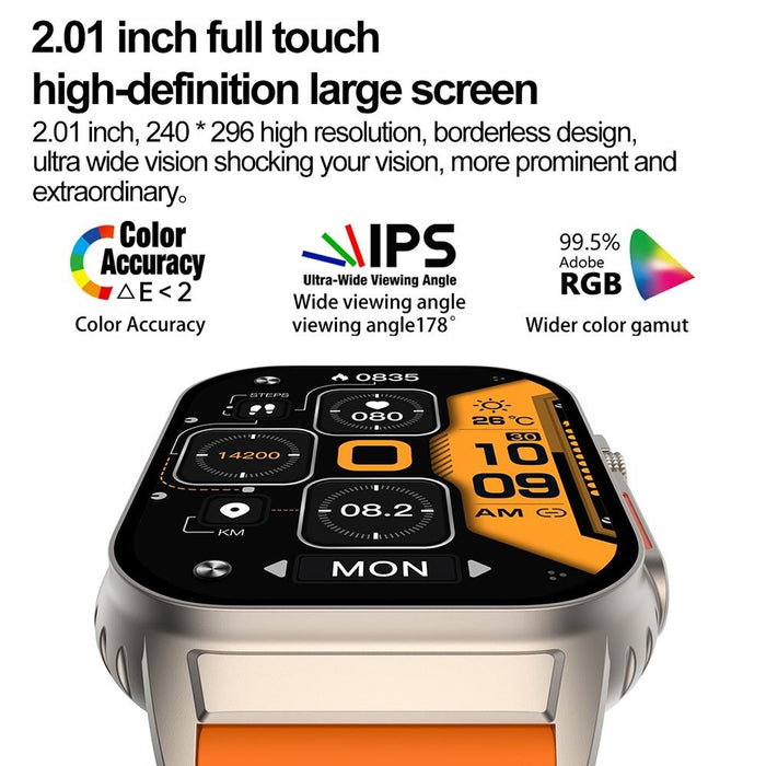 2.01 Inch Waterproof Smart Watch With Bluetooth Call & Health Tracking