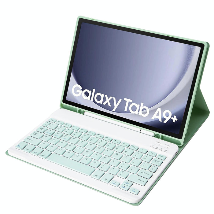 For Samsung Galaxy Tab A9+ X210 / X215 / X215 Candy Colour Tpu Bluetooth Keyboard Leather Tablet Case With Pen Holder